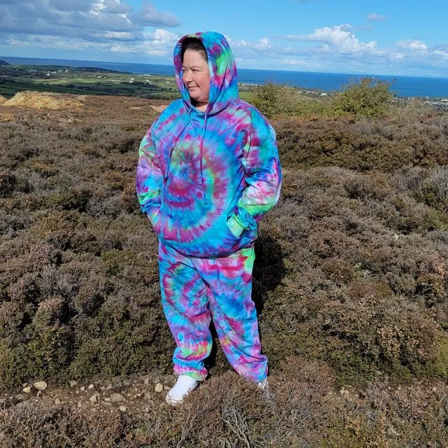 Unisex tie dye tracksuit with swirl pattern - Available sizes Adult S to 2XL