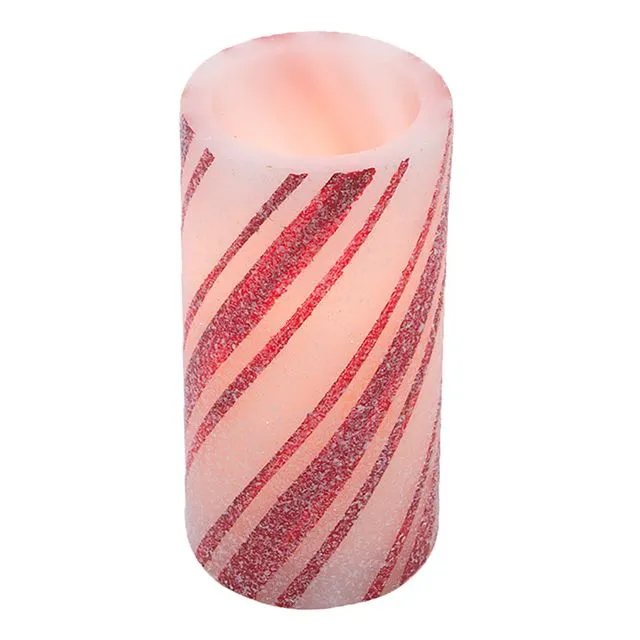 LXS09208T - Multi-Stripe Candy Cane Pillar - 3 x 6 in
