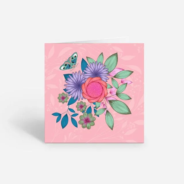 Flowers and butterfly - Blank Art card