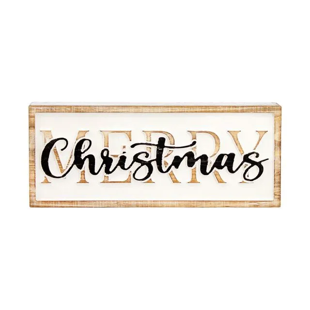 WXF26749 - Merry Christmas Block Sign - 11.5 x 5 x 1.33 in