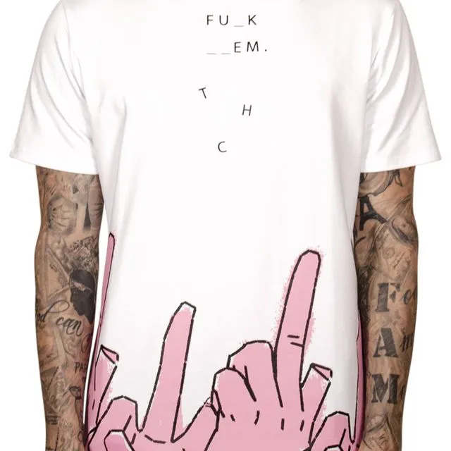 Blank Letters Tee - White + Flamingo Pink