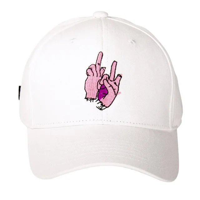 Blank Letters Dad Cap - White + Flamingo Pink