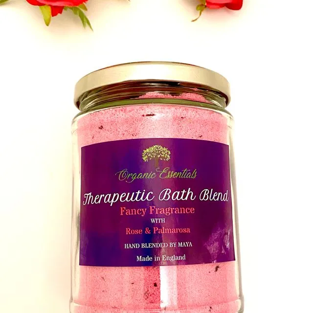 Luxury Therapeutic Bath Blend - Fancy Fragrance - English Rose & Palmarosa Essential Oils