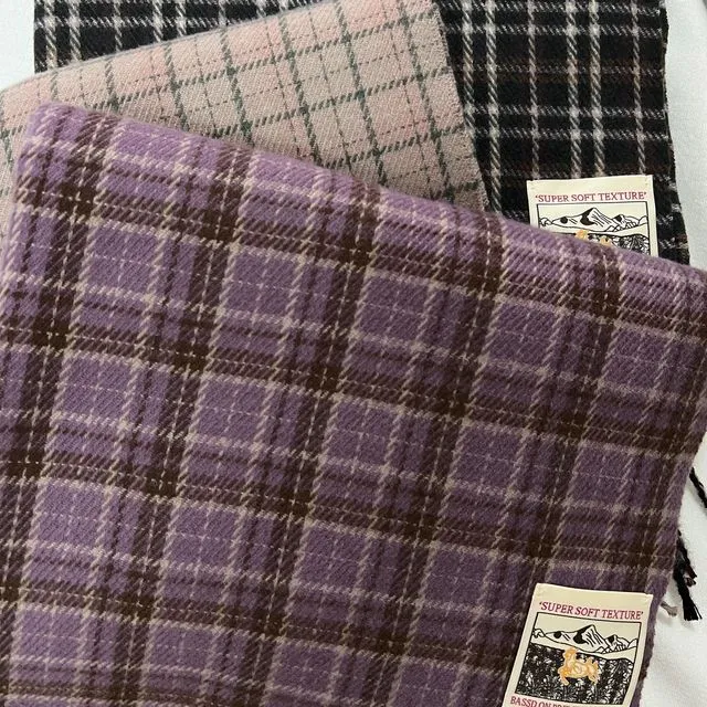 Scottish Design Autumn Winter plaid faux Cashmere JK uniform with fringe scarf - 57*180+10*2cm