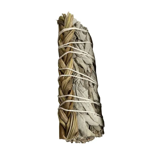 Braided Sweet Grass and White Sage 4"