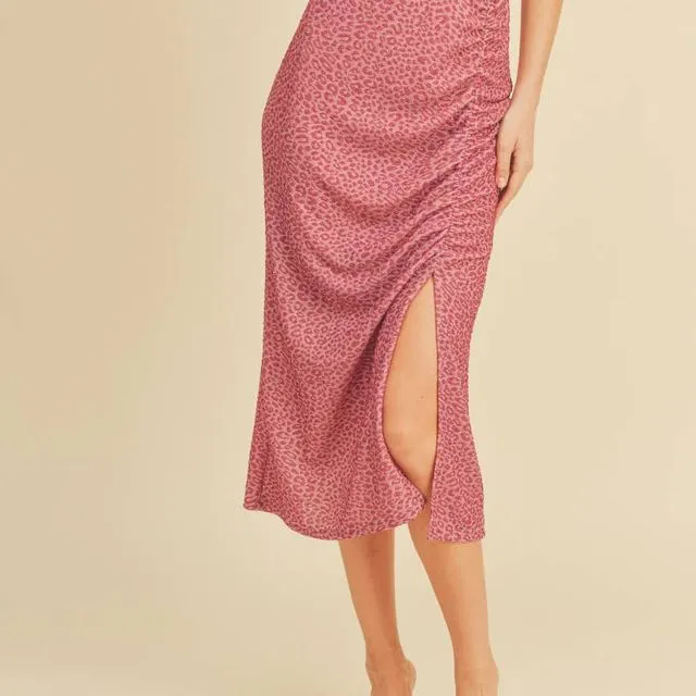 ISK1249A Shiny Animal Print Skirt, Pink / Size;Prepack 2-2-2;Small-Medium-Large