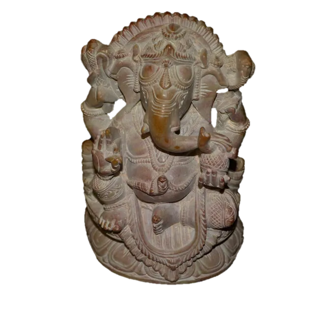 Handcarved Sculpture Soapstone  God Ganesha - Brown