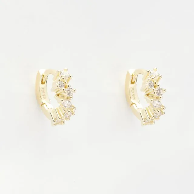 Heather Gold Stone Cluster Huggie Earrings