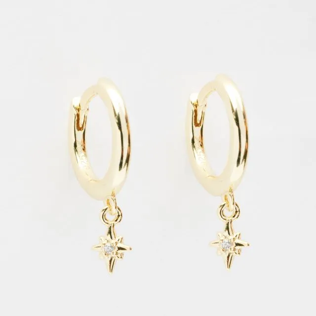 Ella Stardust Gold Drop Huggie Earrings