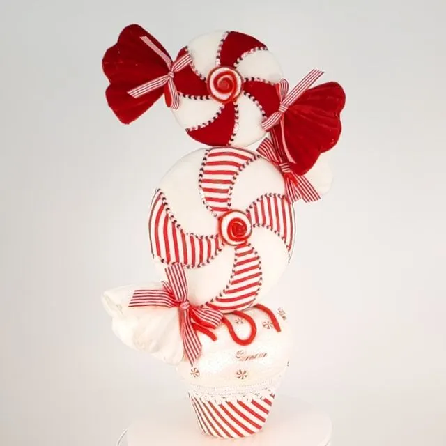 XM20017RDWH XMAS CANDY TOPIARY,27in-4P