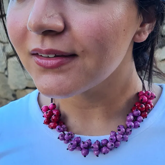 Maria Acai Crochet Necklace - Pink