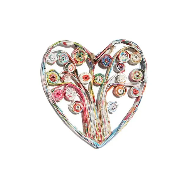 Recycled Heart Ornament, handmade from Recycled Magazine