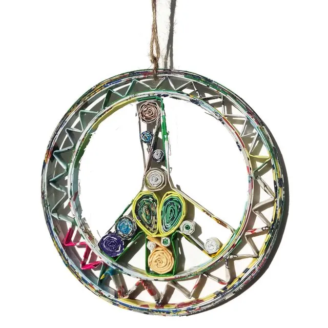 Peace, Handcrafted Recycled Magazine Ornament