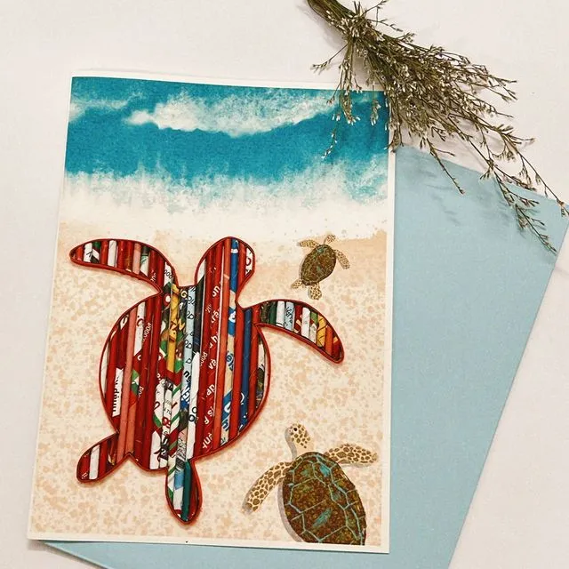 Turtle Card handcrafted from Recycled Magazine