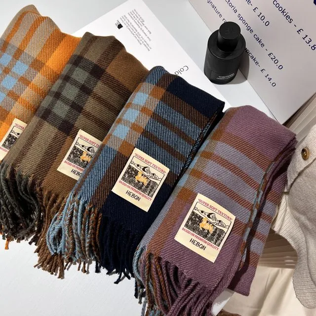 Scottish design vintage knitted long splice Flowing Scottish scarf -56*180+10*2