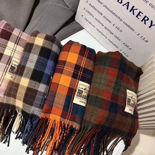 Scottish Design Cashmere chequered patchwork fringe Warm scarf - 56*170+10*2cm