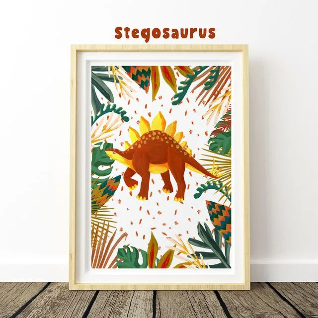 A Stegosaurus Dinosaur Nursery Art Print