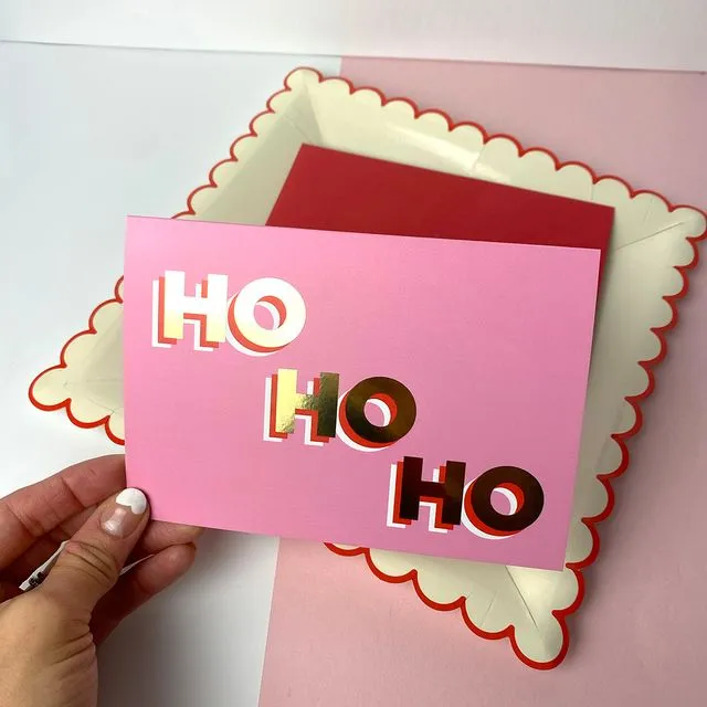 HO HO HO gold foil - Christmas card