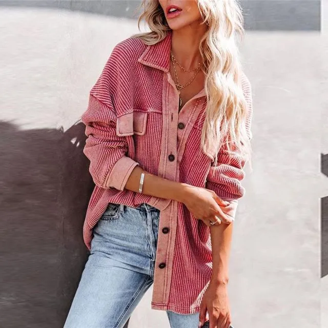 Single-Breasted Jacket With Fall/Winter Lapel-PINK