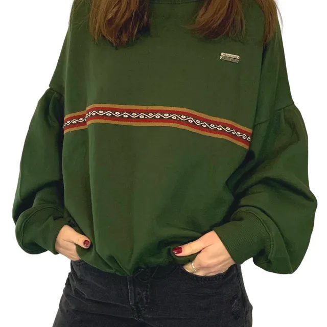 Oversized sweatshirt with Peruvian motifs Green