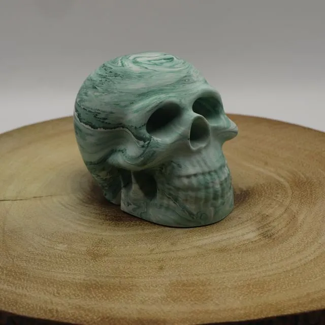 Gravenstein Jesmonite Skull Green Marble