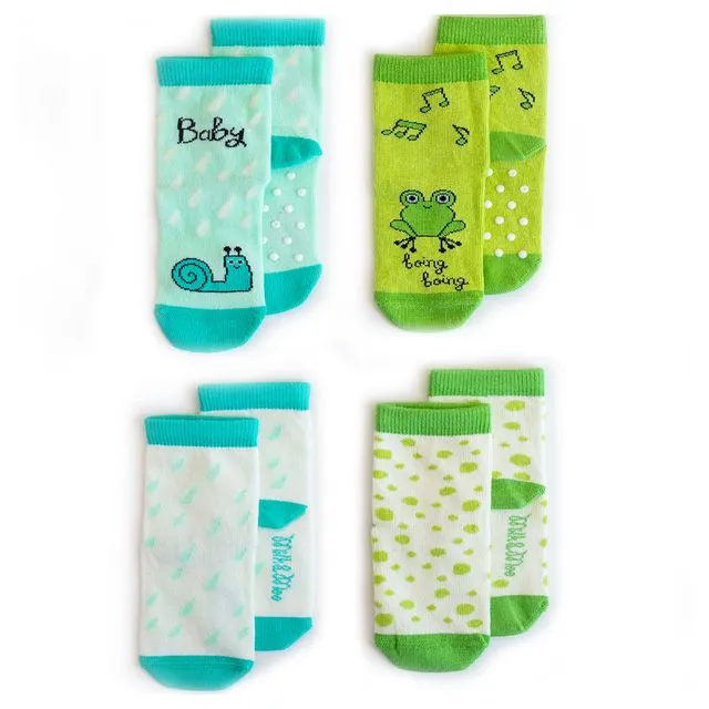 Milk&Moo Cacha and Sangaloz Baby Socks, Newborn Socks, Soft, Cotton, Cute, Warm, Breathable, Baby Girl Socks, Baby Boy Socks, Non Slip, Grip Socks, 0-12 Months, 4 Pairs