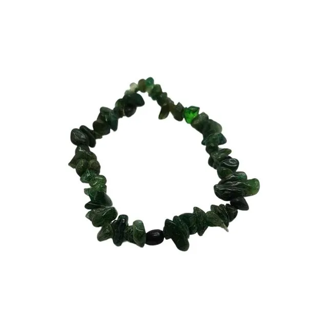Gemstone Chip Stretch Bracelet, Green Jade