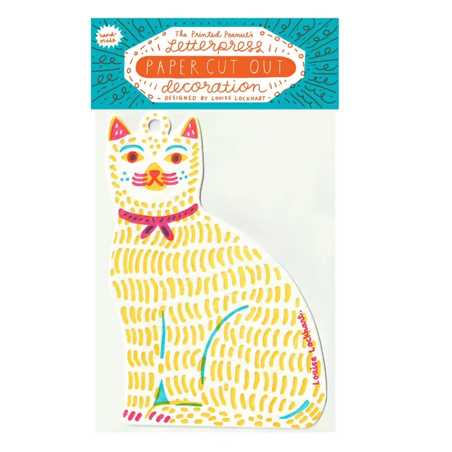 Letterpress Cat Card Hanging Decoration