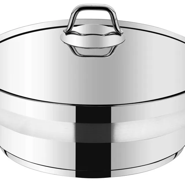 Asude Collection Stainless Steel 24 Cm Shallow Casserole (4 Lt)
