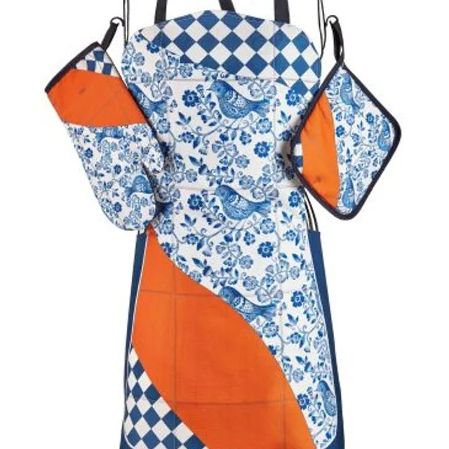 Birdy Apron, Oven Glove, and Pot Holder Set