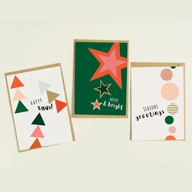 Merry &amp; Bright Christmas Card 6 Pack