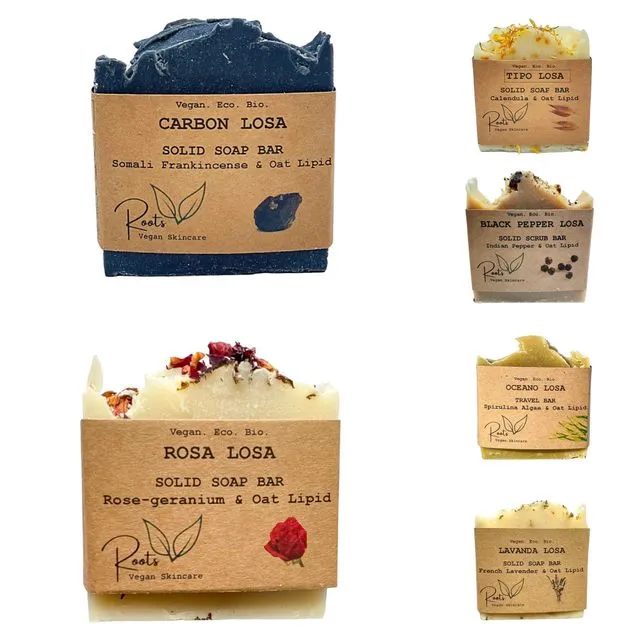 LOSA SOLID SOAP BARS + OAT LIPIDS & BOTANICALS - PALM FREE. COLLECTION X60. NEW SCENTS