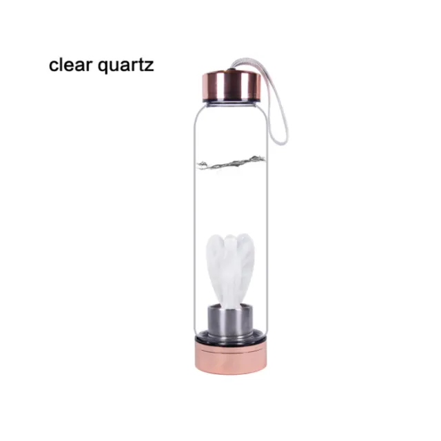 Crystal Glass Water Bottle, Clear Quartz