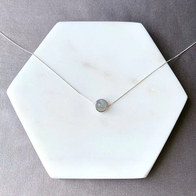Labradorite Minimalist Sterling Silver Necklace, Labradorite (silver)