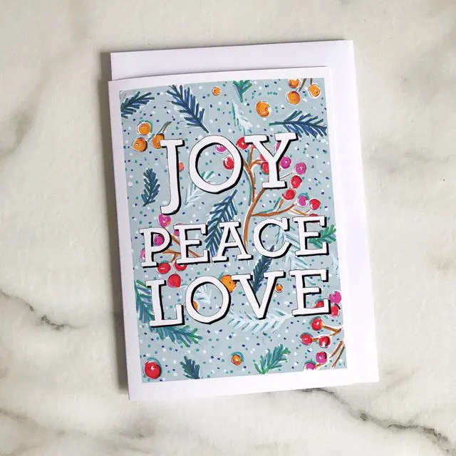 Joy Peace Love Christmas card