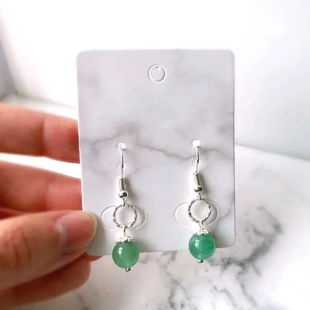 Red or Green Gemstone Earrings, Green (1 pair)