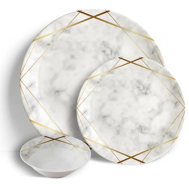 Gold Marble - 18pc Dinner Set - Ceramic Porcelain China