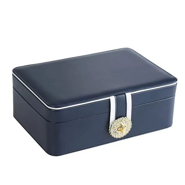 Leather Jewelry Box - Snap On Jewelry Box for Women Girls,Jewelry Organizer Storage Case with Two Layers Display