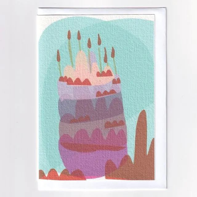 Birthday Cake Modern Greeting Card