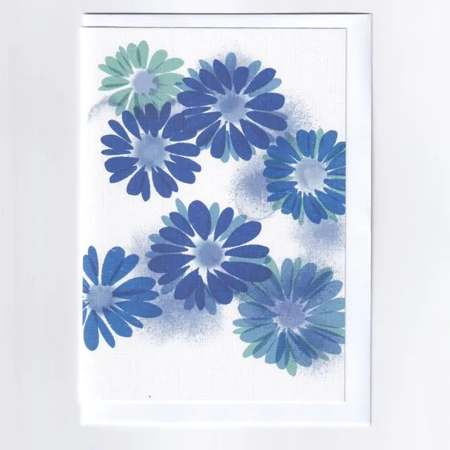 Blue Japanese Floral Greeting Card