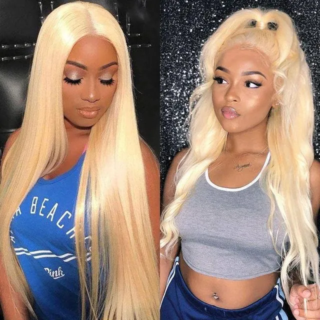 613 Straight 4x4 Human Hair Wigs Body Wave Blonde Color Wigs