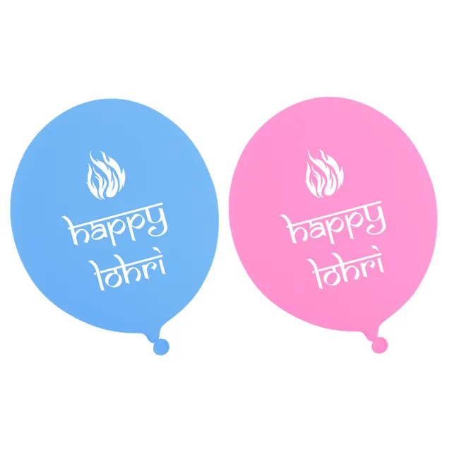 Happy Lohri Balloons (10pk) - Pink &amp; Blue