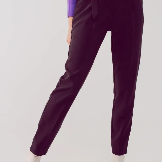 CIGARETTE PANTS WITH PAPER-BAG WAIST IN BLACK
