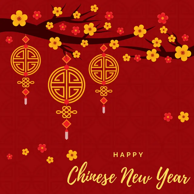 Happy Chinese New Year Greeting Cards (3pk) - Flowers