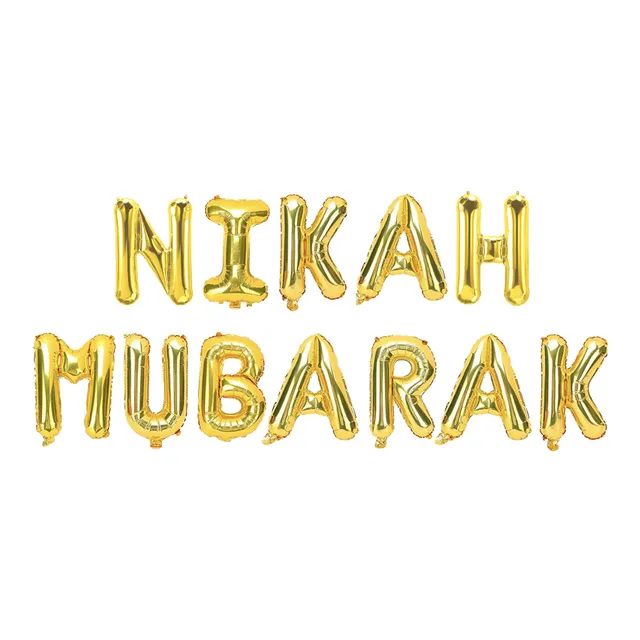 Nikah Mubarak Foil Balloons - Gold