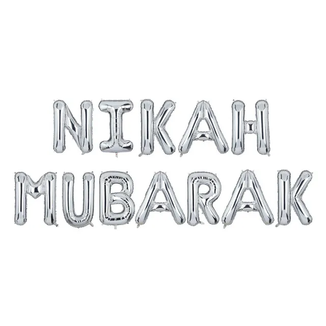 Nikah Mubarak Foil Balloons - Silver