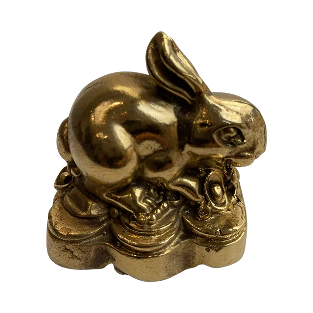 Brass Figurines, Shiny Finish, Rabbit, 5x4x3cm