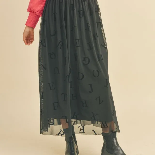 ISK1242 Letters Skirt, Black / Size;Prepack 2-2-2;Small-Medium-Large