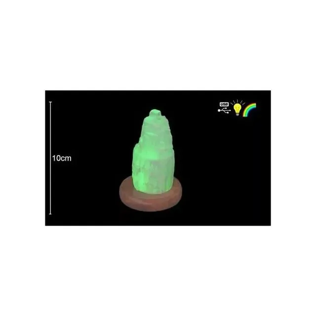 Selenite Lamp Cathedral USB with base 10 cm