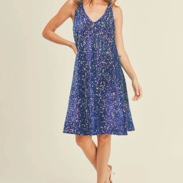 ISD1258 Glint Sequin Dress, Blue / Size;Prepack 2-2-2;Small-Medium-Large